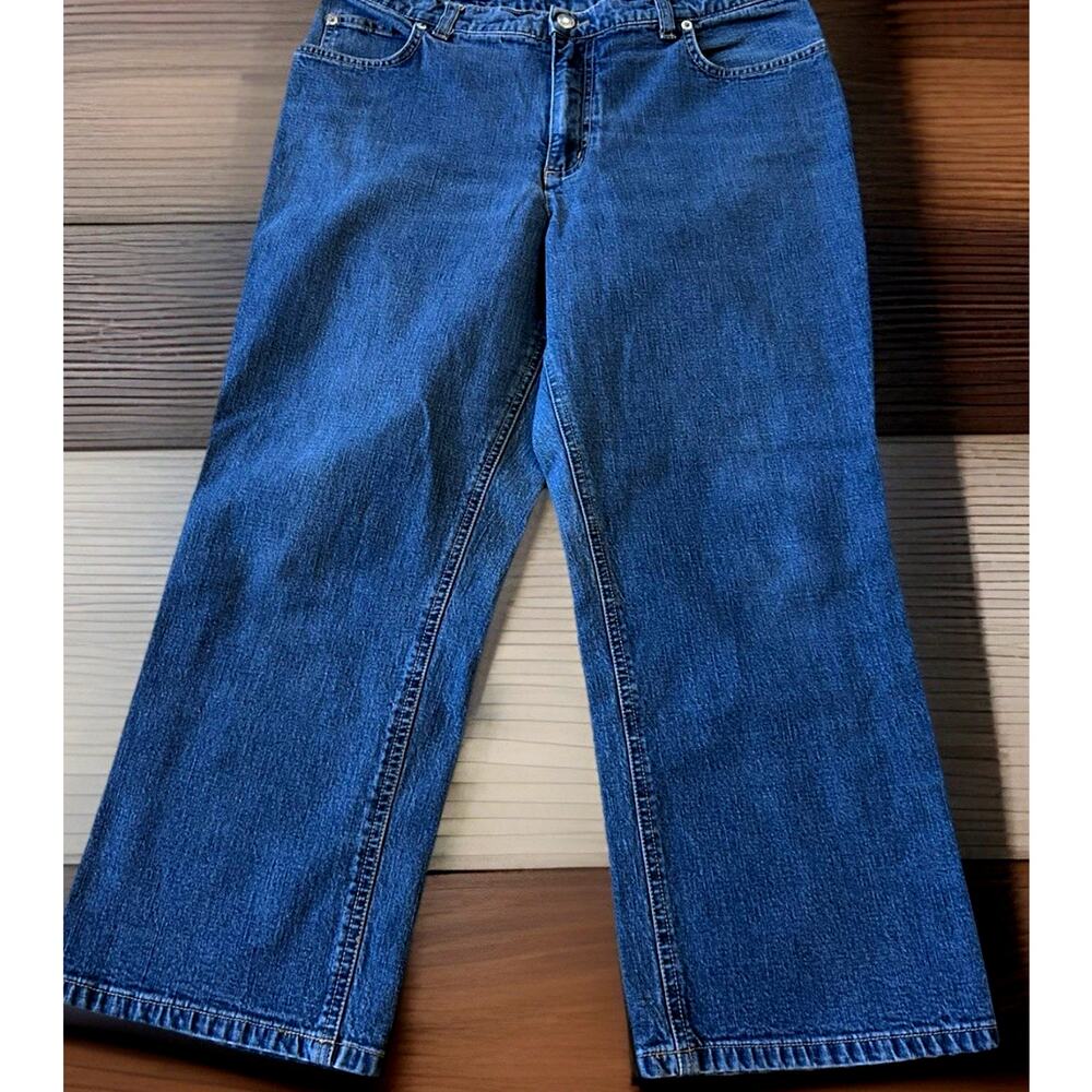 Lands End Capri Jeans Women’s Size 12 STRETCH Blue Denim Casual Coastal Nautical